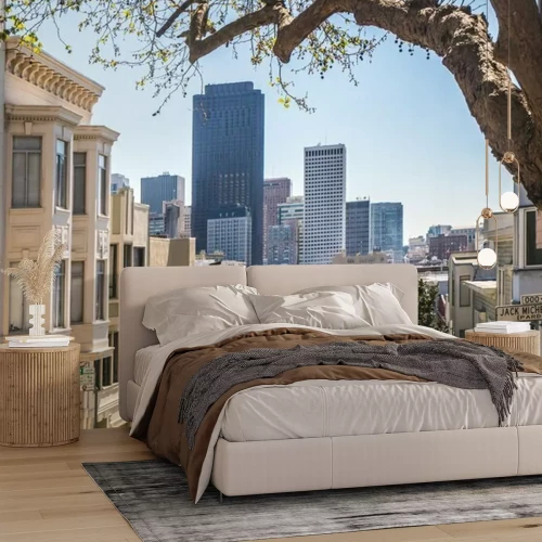 Papier peint  Panorama de San Francisco maisons et tours