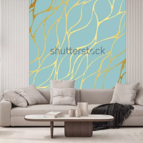 Papier peint  Motif glamour bleu-orange