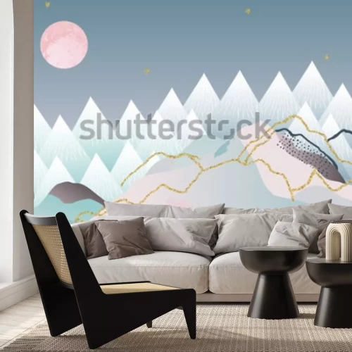 Sticker  Abstrait géométrique minimal. Design japonais. Illustration vectorielle Design marbre