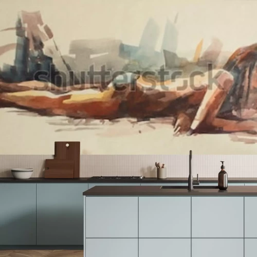 Papier peint  Aquarelle érotique d'une femme