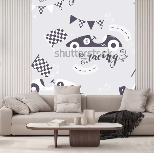 Sticker  Modèle rétro sans soudure de vecteur, voitures de course vintage