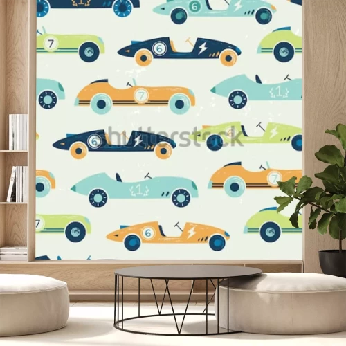 Sticker  Modèle de voitures de course vintage sans soudure de vecteur