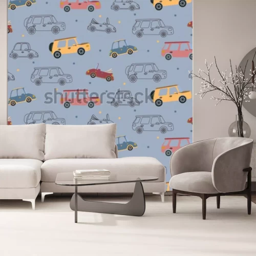 Sticker  Modèle vectorielle continue avec des autos miniatures colorées