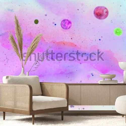 Sticker  Quinoa en illustration aquarelle de couleurs roses