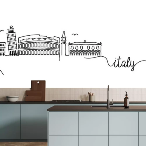 Sticker  Italy City Skyline Doodle Sign