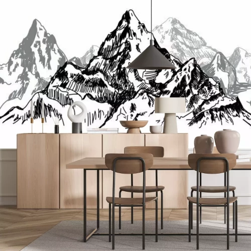 Sticker  Croquis de sommets montagneux pointus