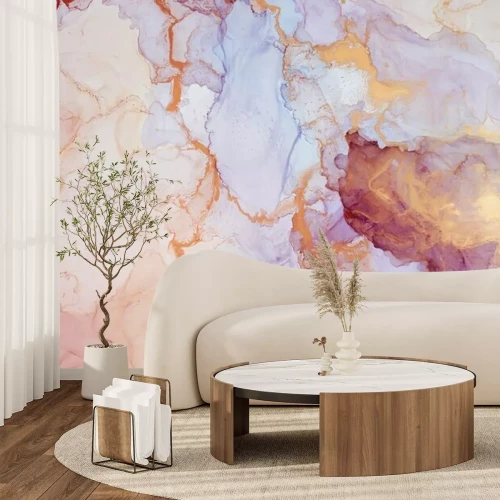 Papier peint  Nuages colorés sur du marbre