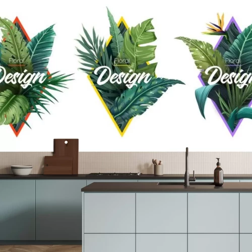 Sticker  Set of Summer Bright tropical design elements. Print on T-shirts, sweatshirts, cases for mobile phones, souvenirs. Vector illustration