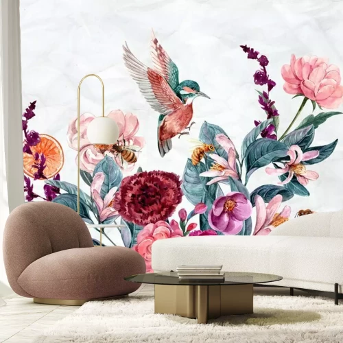 Papier peint  Floral illustration, Leaf and buds. Botanic composition for wedding or greeting card. branch of flowers