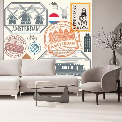 Sticker  Stamps or symbols set with words Amsterdam, Netherlands