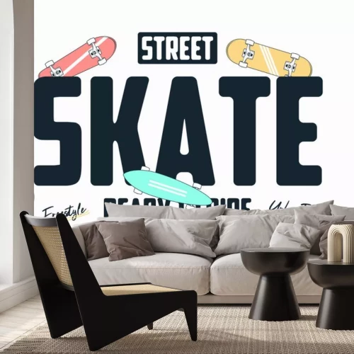 Sticker  Motif typographique avec des skateboards