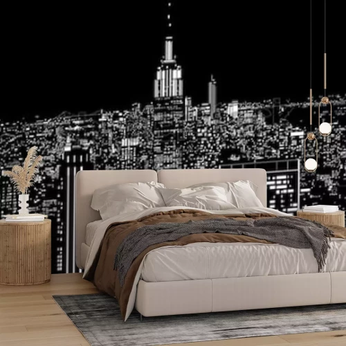 Papier peint  Lumières de la ville en noir et blanc