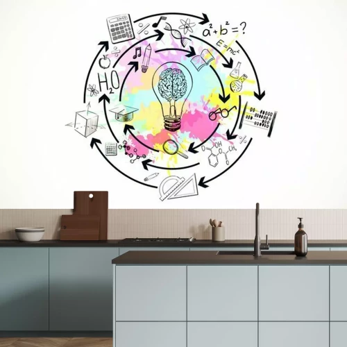 Papier peint  Composition dessinée avec icônes scientifiques