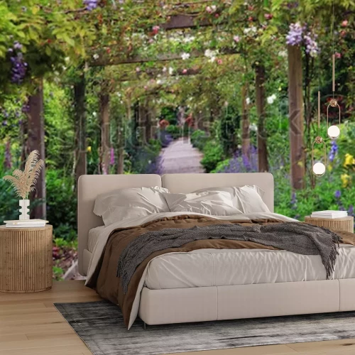 Papier peint  Nature dans un jardin fleuri