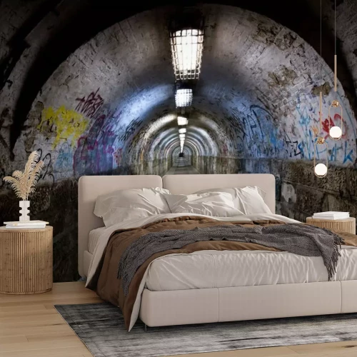 Papier peint  Vieux tunnel avec des graffitis