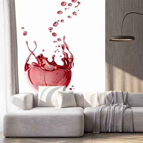 Sticker  Red wine glass with splash over white background, abstract 3d rendering
