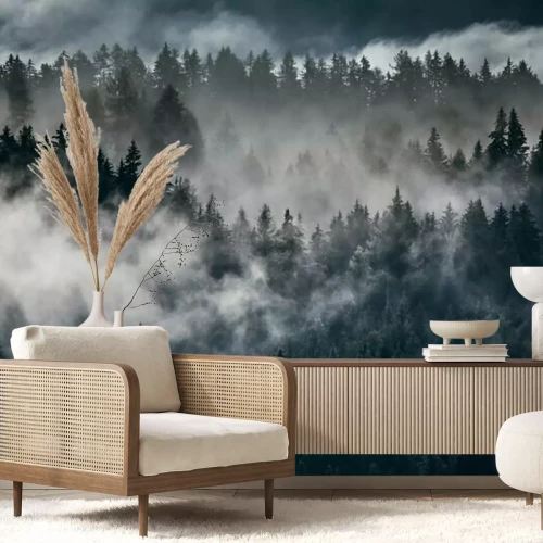 Papier peint  Forêt sombre derrière les nuages