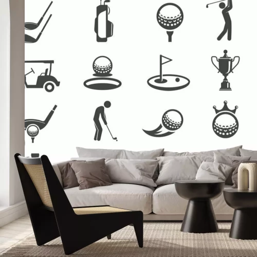 Sticker  Golf sport game vector glyph icons set