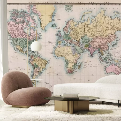 Papier peint  Document avec une ancienne carte du monde