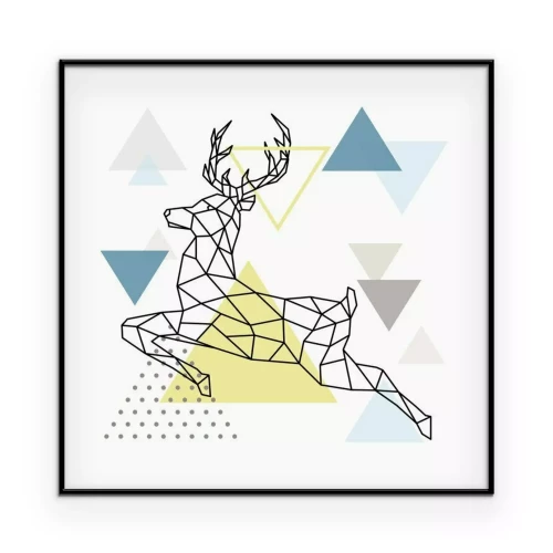 Poster  Silhouette géométrique d'un cerf bondissant