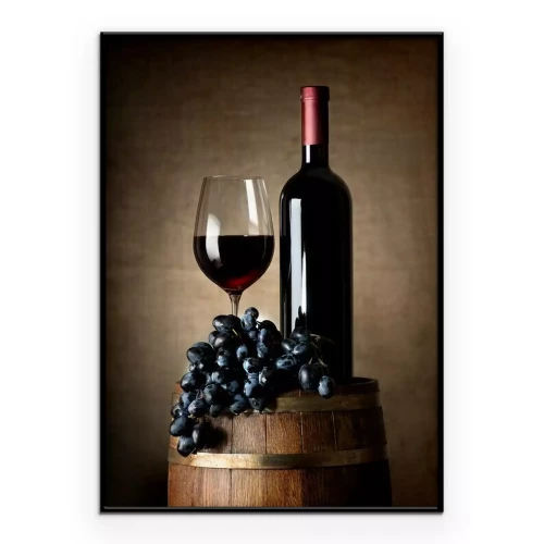 Poster  Un verre et une bouteille de vin rouge