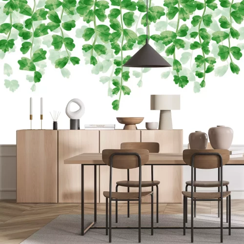 Papier peint  Vignes vertes avec des feuilles suspendues au-dessus
