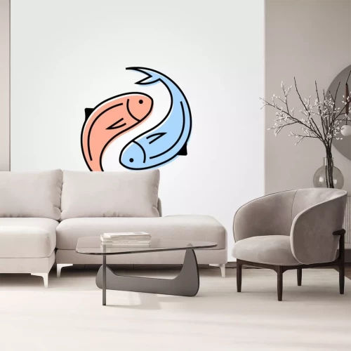 Sticker  yin yang fresh fish logo label packaging vector seafood illustration