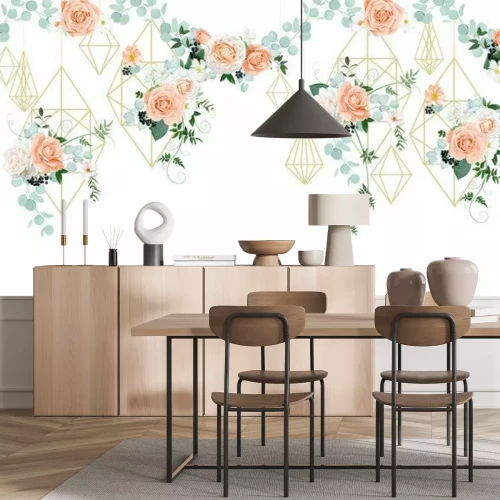 Sticker  Seamless border with wedding decor for wallpaper