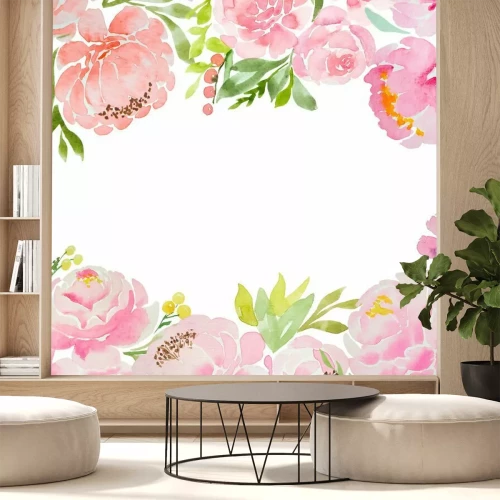 Papier peint  Composition délicate de fleurs roses