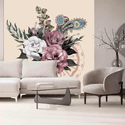 Sticker  hand drawn illustration of flowers