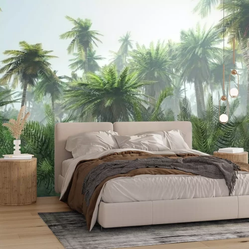 Papier peint  Palmiers dans la brume