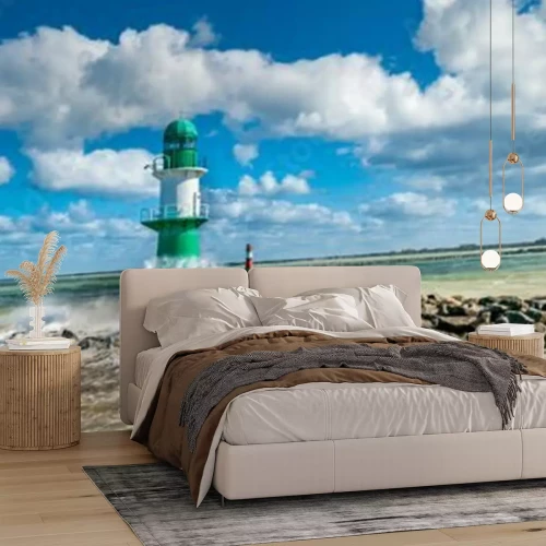 Papier peint  Phare maritime delta de Warnow ensoleillé