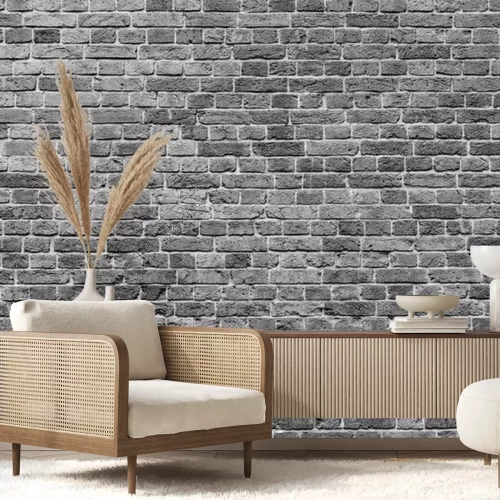 Papier peint  Texture d'un mur de briques noir et blanc