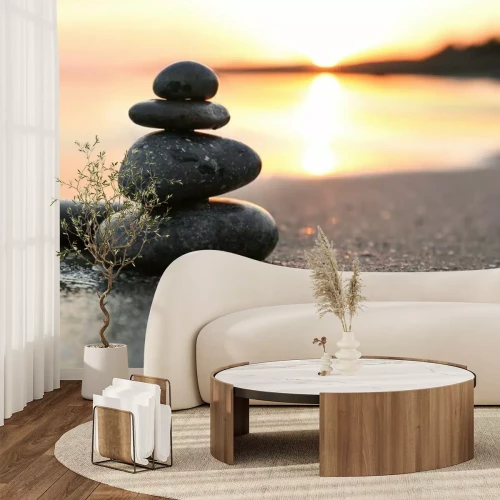 Papier peint  Pierres dans le fond du coucher de soleil