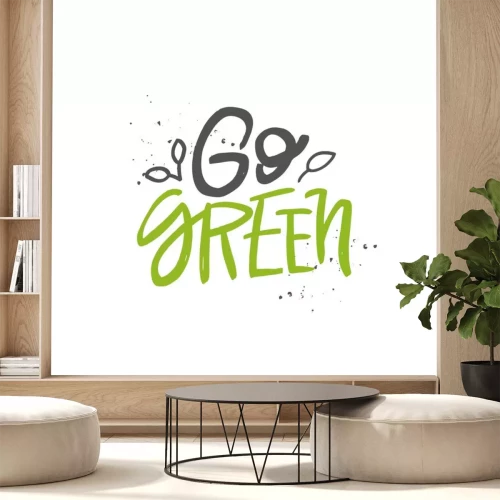 Sticker  Go green vector handwritten quote, motivational brush lettering inscription. Zero waste concept.