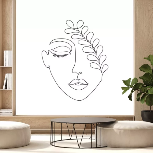 Sticker  Un portrait minimaliste d'une femme dessiné avec une seule ligne