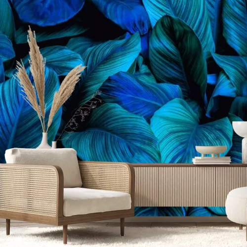 Papier peint  Plantes vertes et bleues