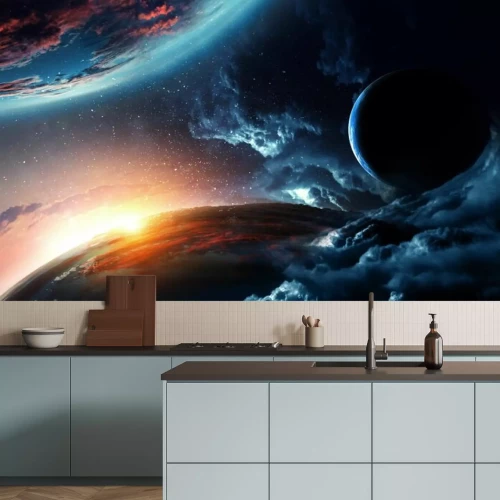 Papier peint  Cosmos abstrait, vue sur les planètes
