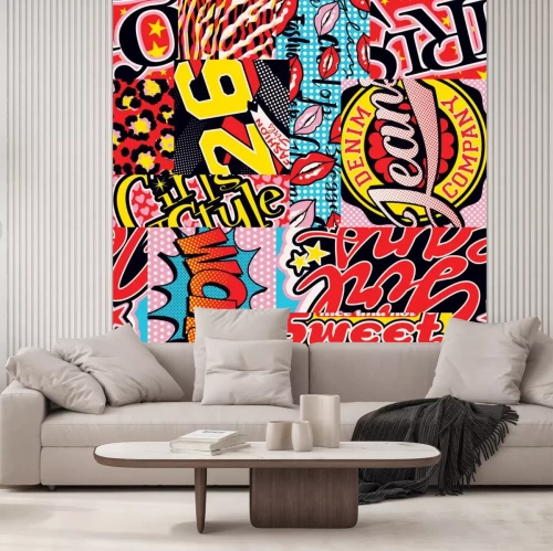 Sticker  Abstract comic patchwork pop art style vintage vector seamless pattern 