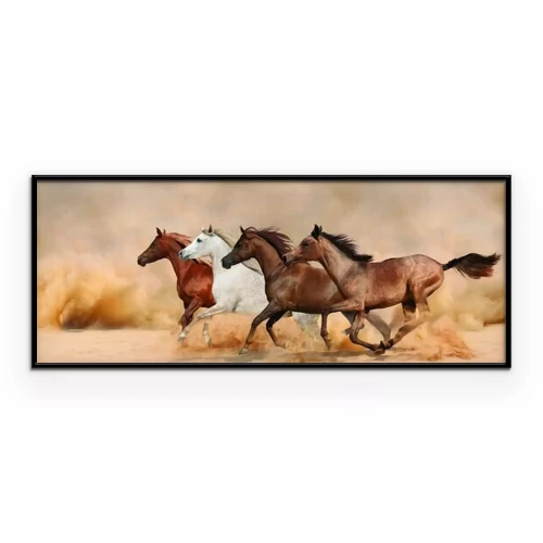 Poster  Un troupeau de chevaux galopant dans le désert