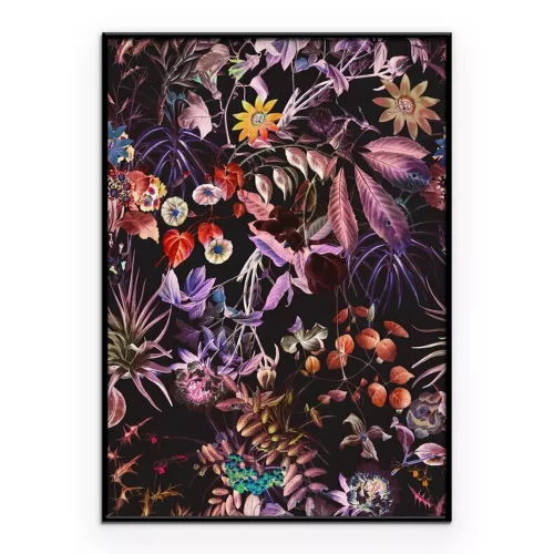 Poster  Une composition luxuriante avec des plantes sur fond sombre