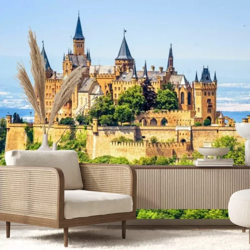 Papier peint  Paysage avec vue sur un château gothique