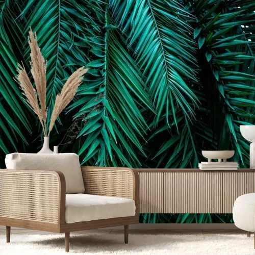 Papier peint  Feuilles de palmier tropicales 3D
