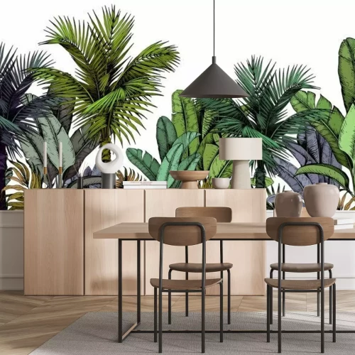 Sticker  Végétation tropicale illustration multicolore frappante