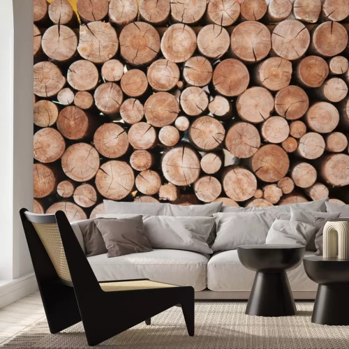 Papier peint  Bûches empilées