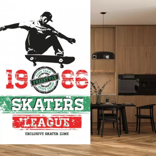 Sticker  Skateboard et skateur en plein saut