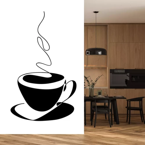 Sticker  Une tasse de café graphiques en noir et blanc