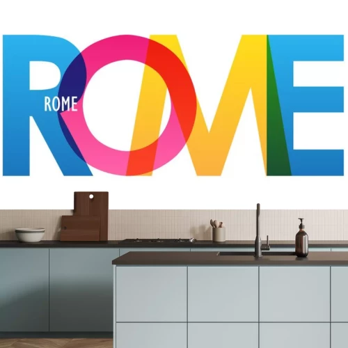 Sticker  ROME colorful vector typography banner