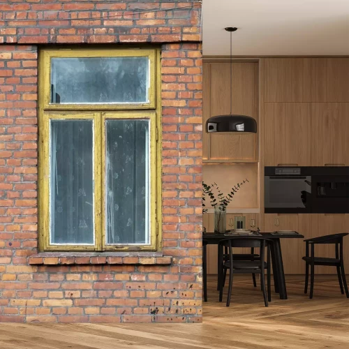 Papier peint  Ancienne fenêtre dans un bâtiment en briques