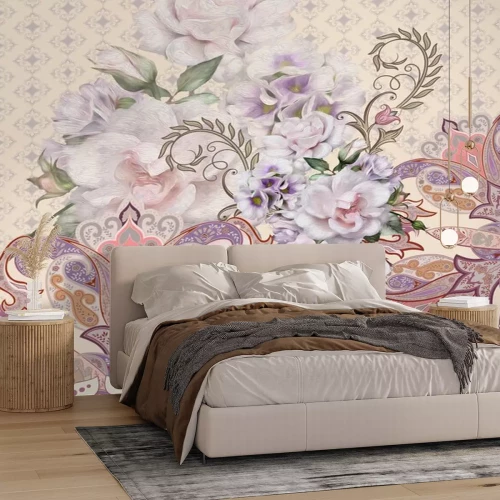 Sticker  vintage floral background with flowers